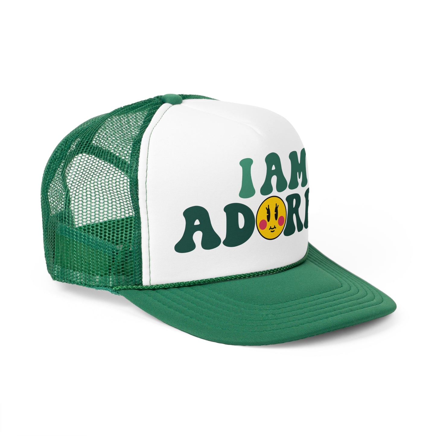 I am Adorbs Trucker Hat with Green Hues for women and men