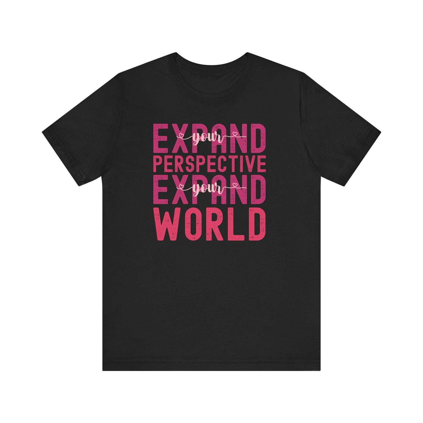 Expand Your Perspective Expand Your World with pink hues (Bella Canvas 3001 T-Shirt) for women and men