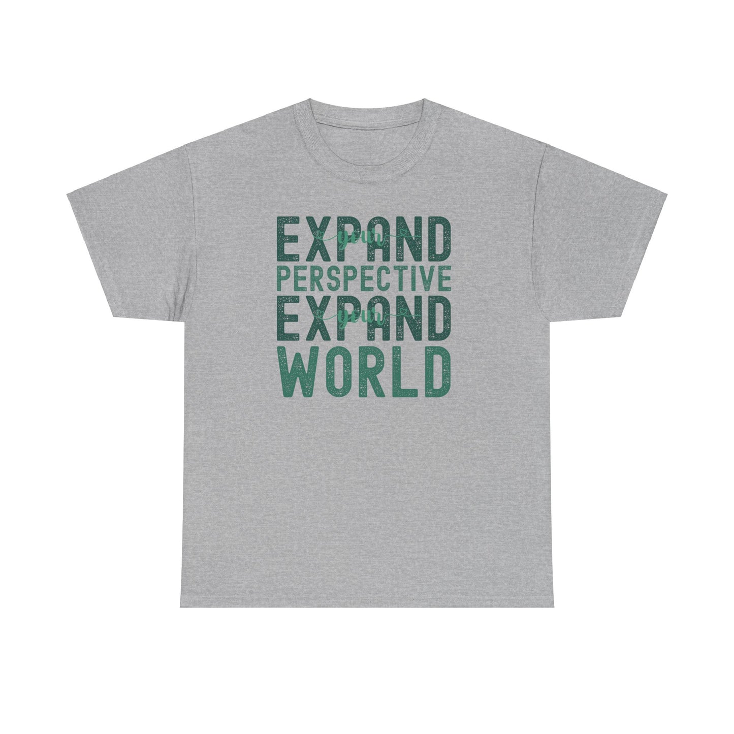 Expand Your Perspective Expand Your World with green hues (Gildan 5000 T-Shirt) for women and men