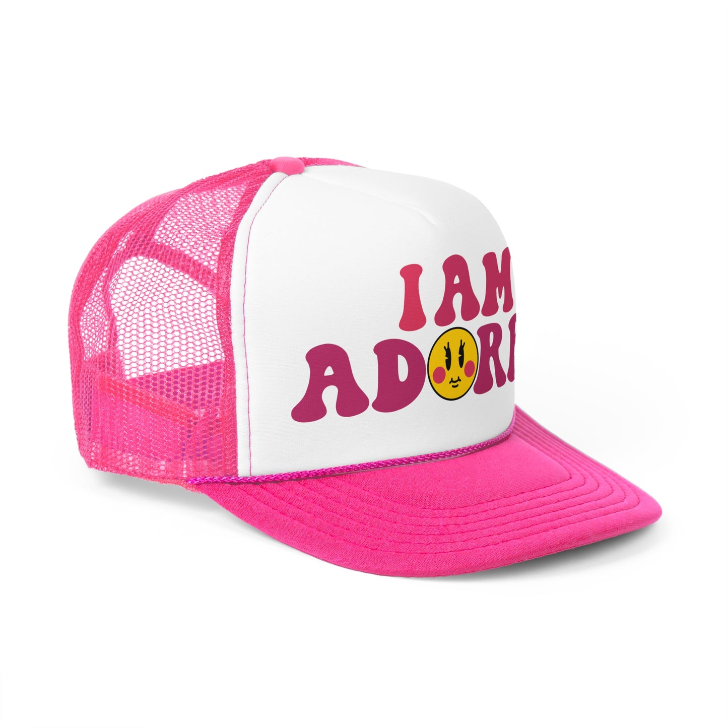 I am Adorbs Trucker Hat with Pink Hues for woman