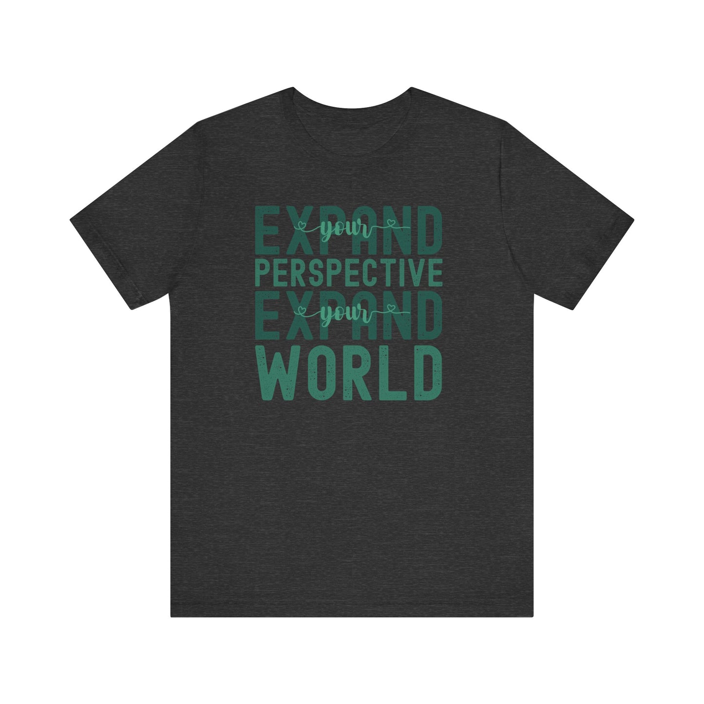 Expand Your Perspective Expand Your World with green hues (Bella Canvas 3001 T-Shirt) for women and men