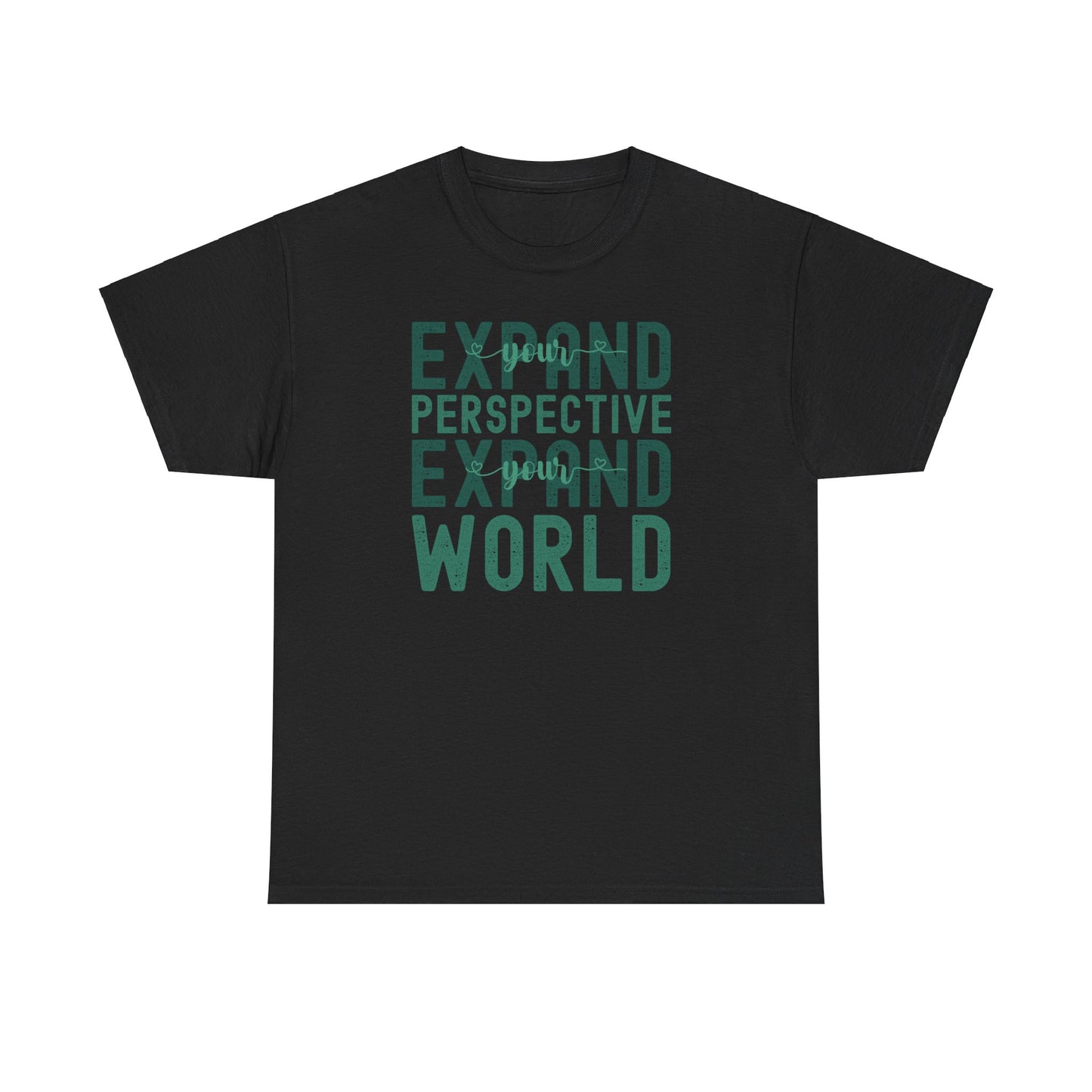 Expand Your Perspective Expand Your World with green hues (Gildan 5000 T-Shirt) for women and men