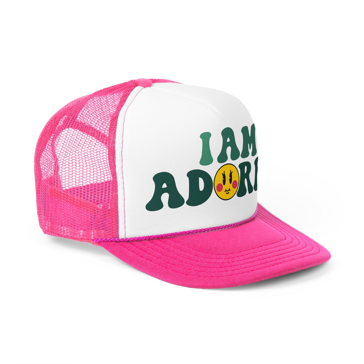 I am Adorbs Trucker Hat with Green Hues for women and men