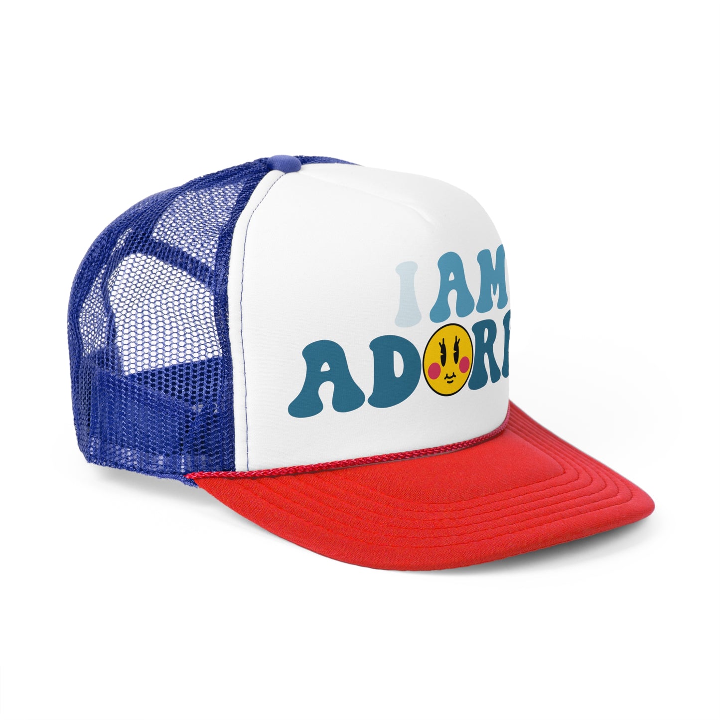 I am Adorbs Trucker Hat with Blue Hues for women and men