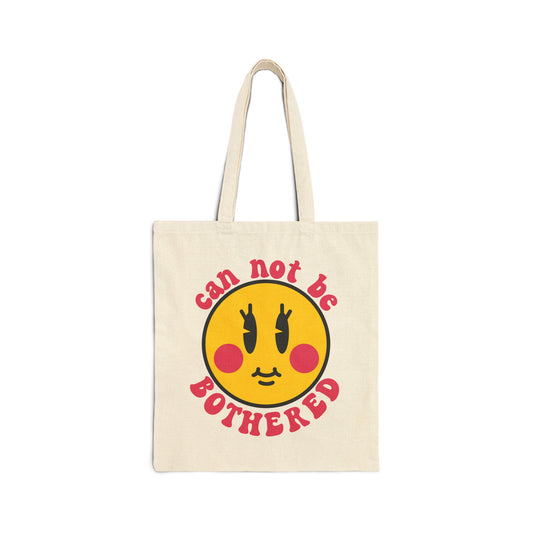 Can Not Be Bothered with Happy face 100% Cotton Canvas Tote Bag