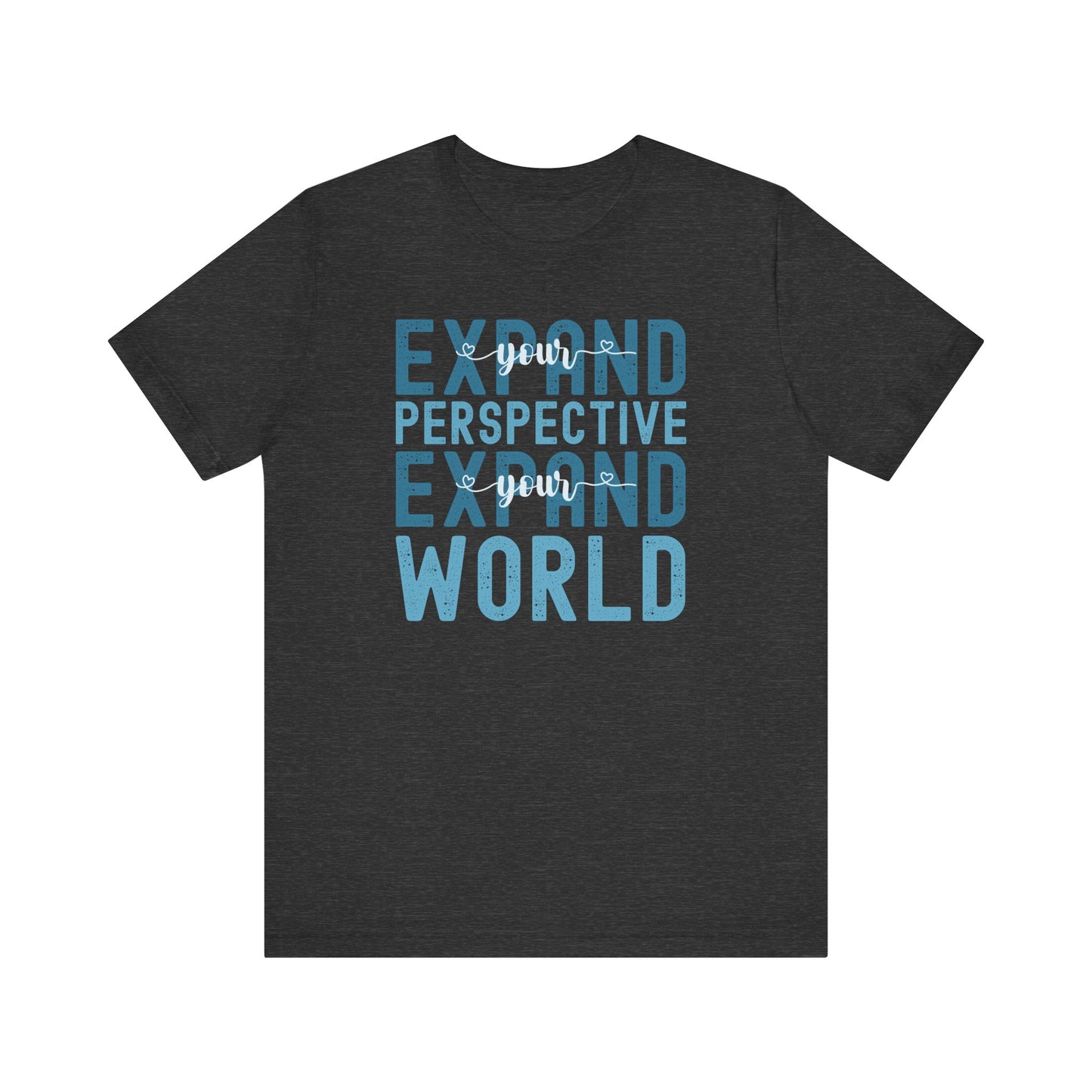 Expand Your Perspective Expand Your World with blue hues (Bella Canvas 3001 T-Shirt) for women and men