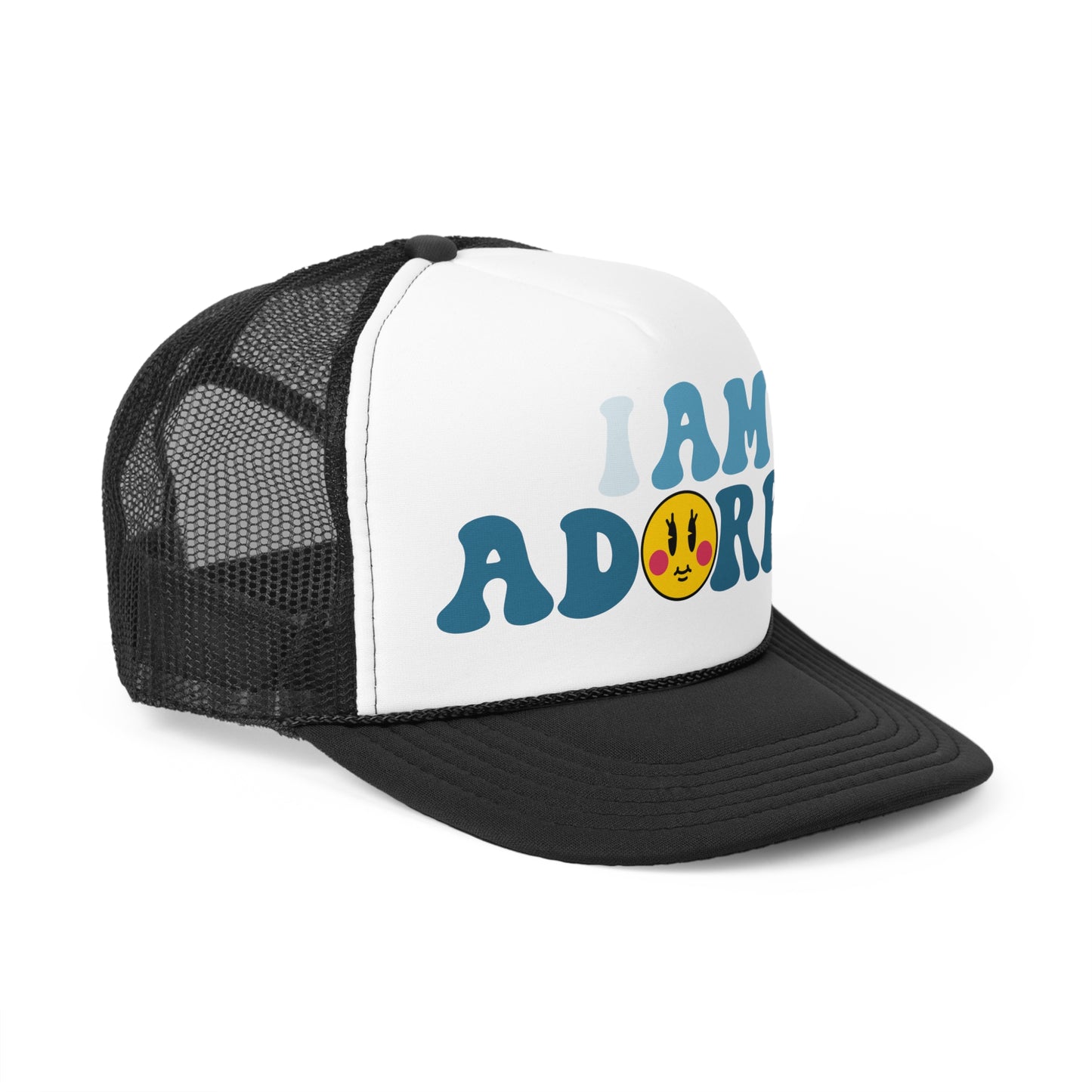 I am Adorbs Trucker Hat with Blue Hues for women and men