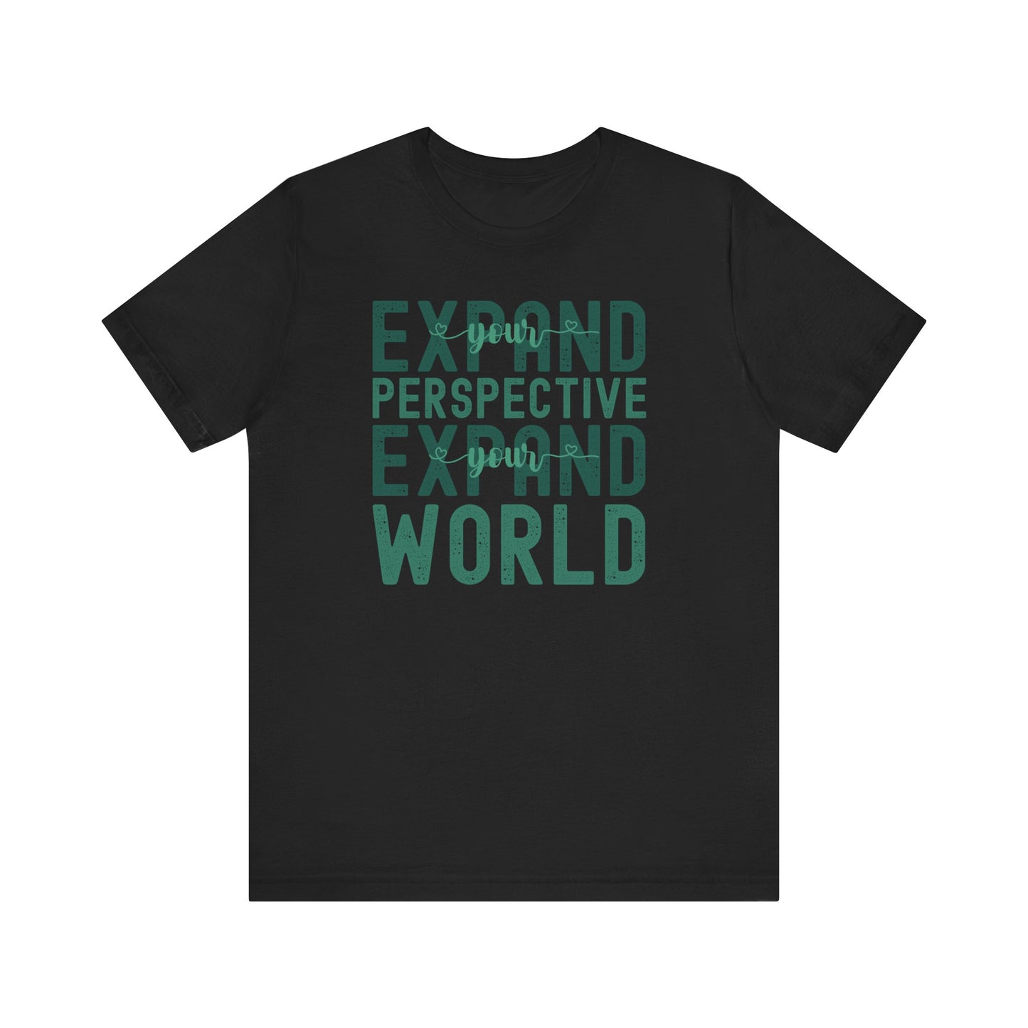 Expand Your Perspective Expand Your World with green hues (Bella Canvas 3001 T-Shirt) for women and men