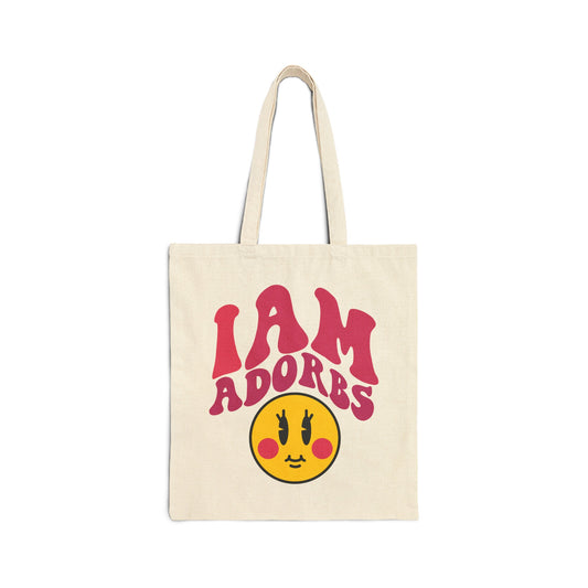 I Am Adorbs happy face with Pink Hues 100% Cotton Canvas Tote Bag