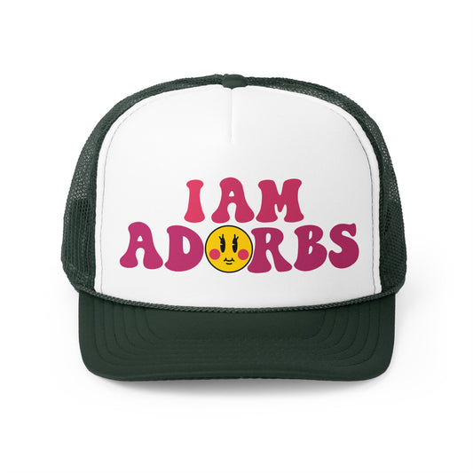 I am Adorbs Trucker Hat with Pink Hues for woman