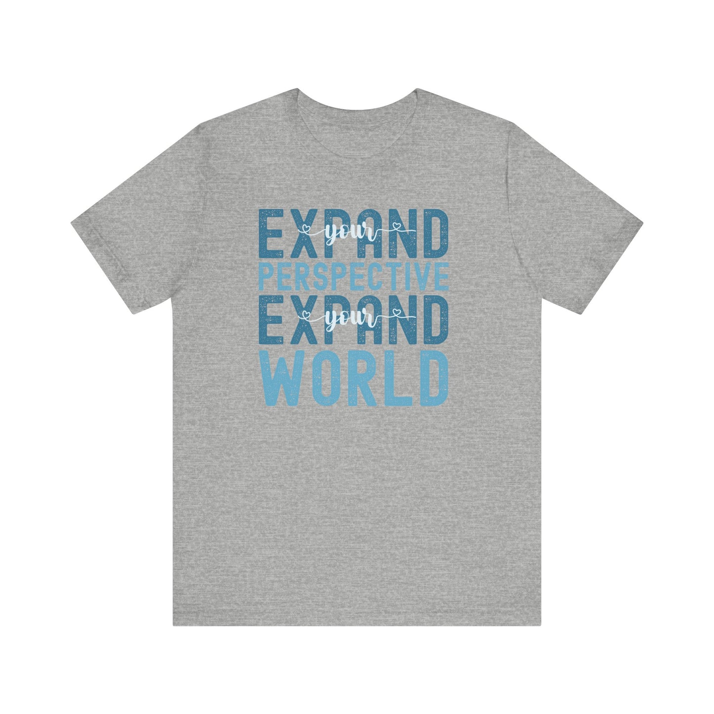 Expand Your Perspective Expand Your World with blue hues (Bella Canvas 3001 T-Shirt) for women and men