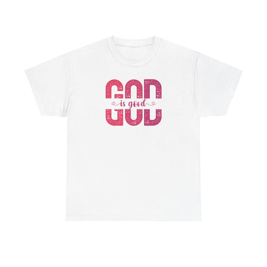 God is Good with pink hues (Gildan 5000 T-Shirt) for women and men